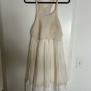 Maeve Beige and White Knit Dress